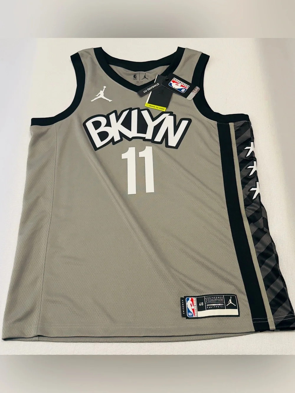 Jordan x NBA BKLYN #11 Grey Basketball Jersey